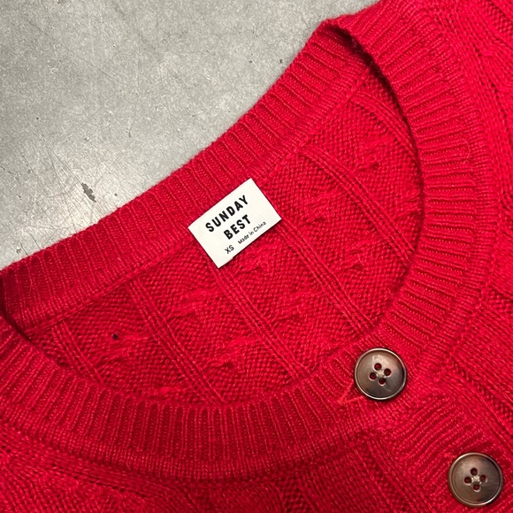 Sunday Best red Effie Cropped Cardigan | sz XS - Picture 2 of 3